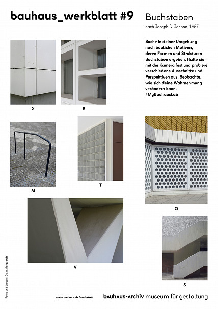 bauhaus_worksheet #9 with photos of letter-shaped forms in the city